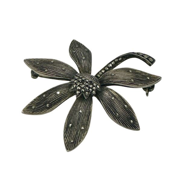 Theodor Fahrner Jewelry - Theodore Fahrner Rare Sterling & Marcasite Pin Vintage Brooch Original Old 925